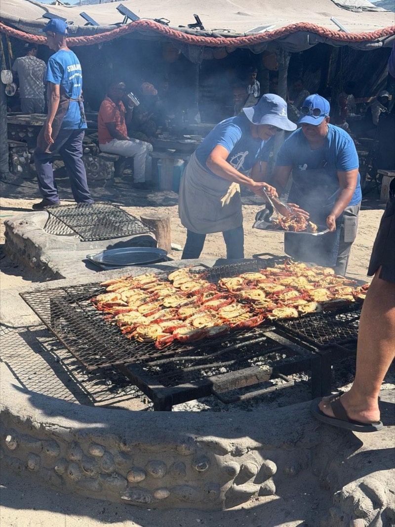 Crayfish on the open-fire grill at Die Strandloper, Langebaan